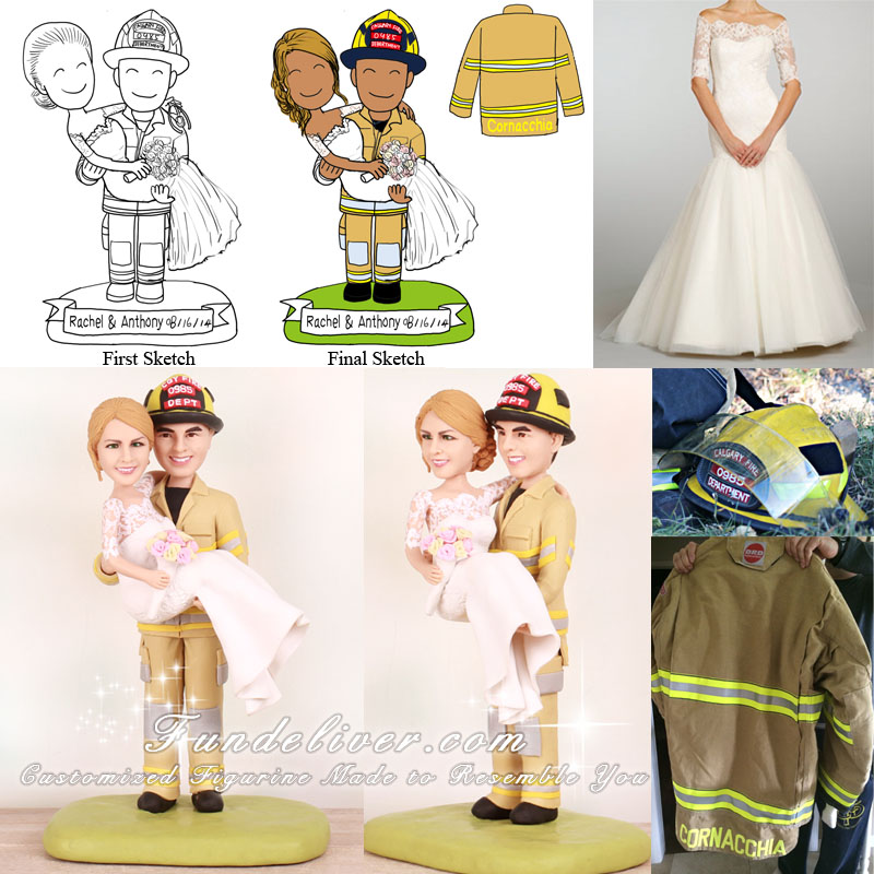 Fire Fighter Wedding Cake Toppers